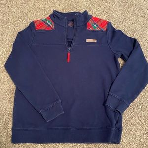 Girls Vineyard Vines Shep Shirt Navy with Plaid Details Size Large (14)